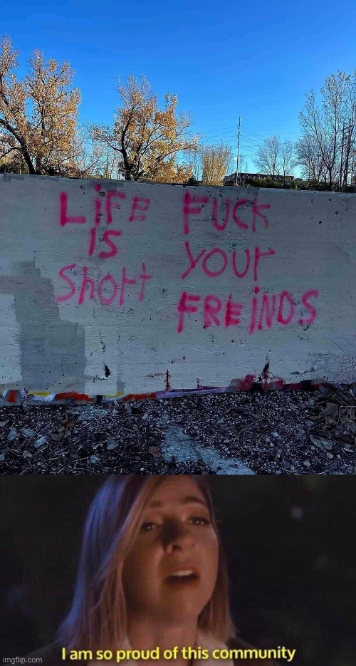 Graffiti | image tagged in i am so proud of this community,graffiti,all life is precious,short,fuck,spelling error | made w/ Imgflip meme maker