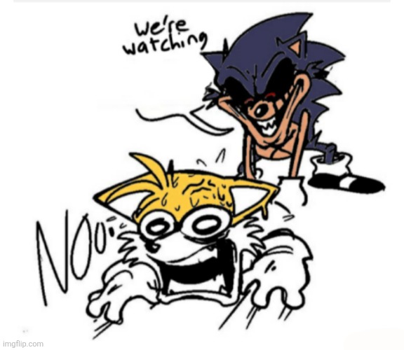 Lord x is telling tails they are about to watch some horror | image tagged in lord x is telling tails they are about to watch some horror | made w/ Imgflip meme maker