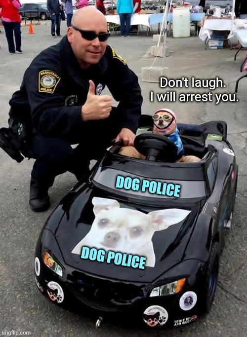 Dog Police | Don't laugh.  I will arrest you. DOG POLICE; DOG POLICE | image tagged in chihuahua,police,dog,funny dogs | made w/ Imgflip meme maker