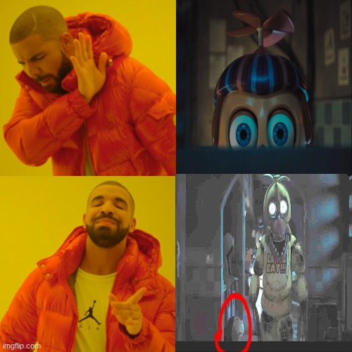 FNAF MOVIE 2 BALLOON BOY DEATH CONFIRMED? | image tagged in memes,drake hotline bling,balloon boy fnaf,fnaf movie,fnaf 2 | made w/ Imgflip meme maker