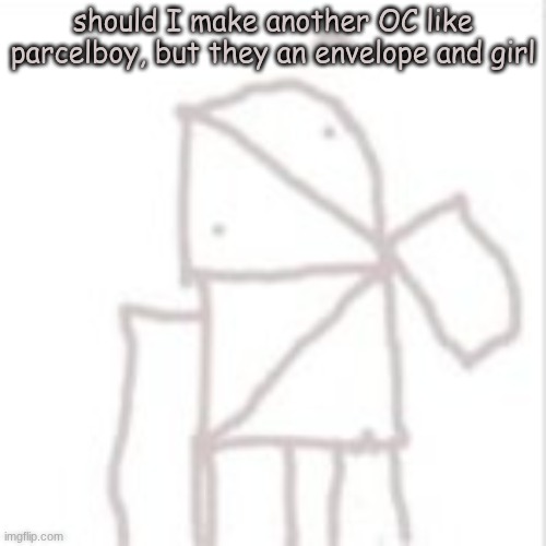 @everyone | should I make another OC like parcelboy, but they an envelope and girl | image tagged in parcelboy confused | made w/ Imgflip meme maker