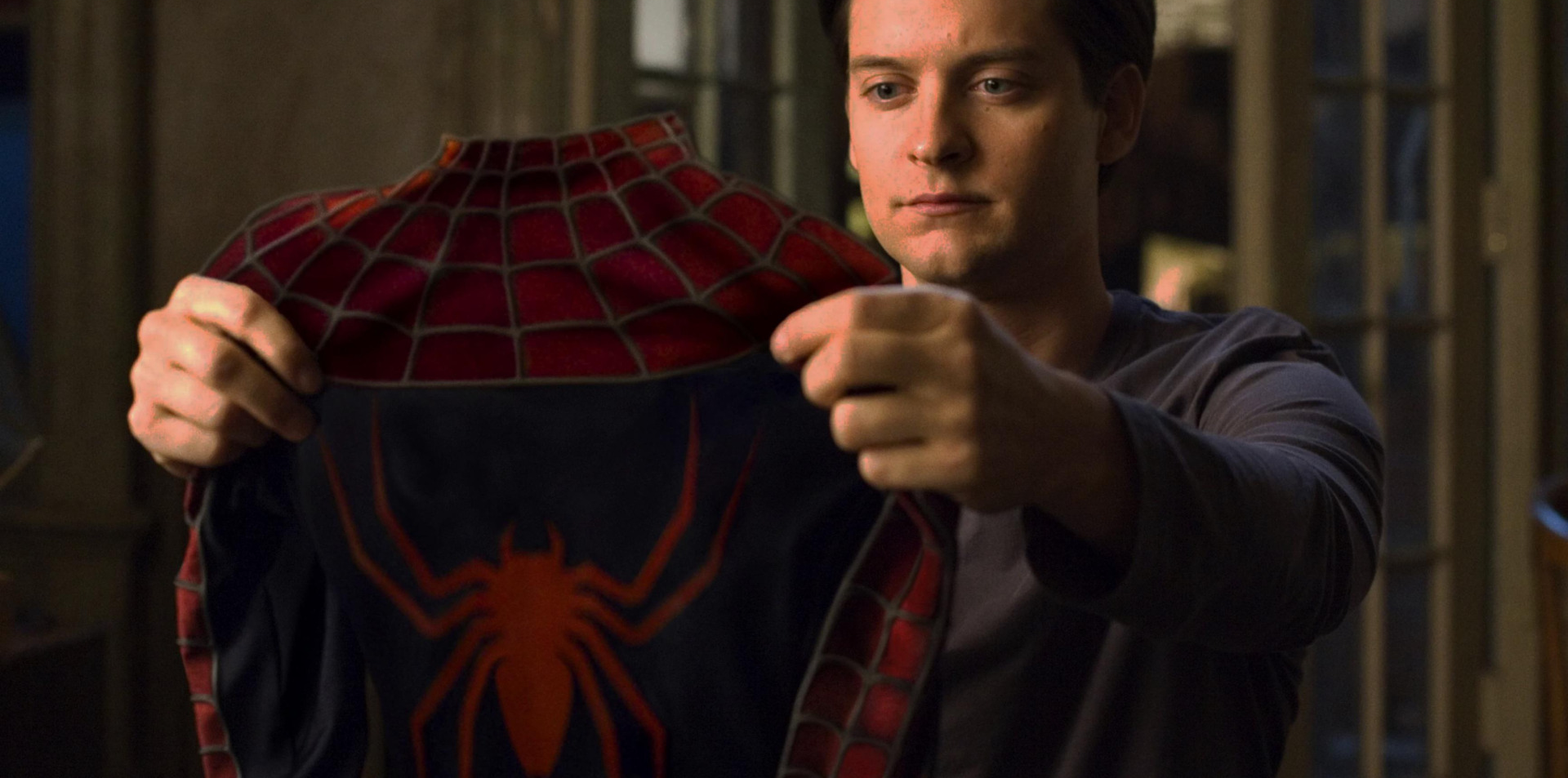 spiderman holding up suit half bottom correct crop Blank Meme Template