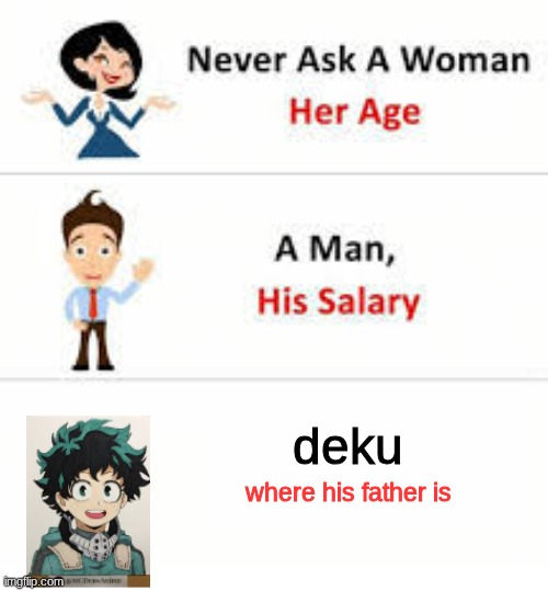deku | deku; where his father is | image tagged in deku,anime meme,never ask | made w/ Imgflip meme maker