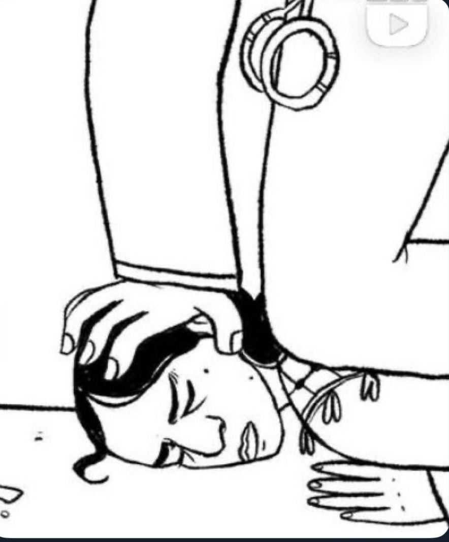 Knee on Neck (female edition) (black and white drawing) Blank Meme Template