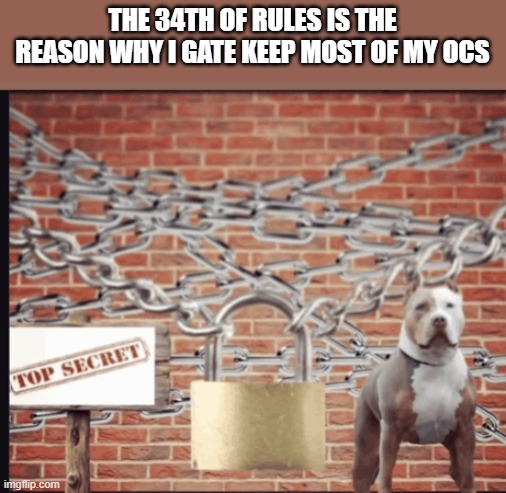 buh | THE 34TH OF RULES IS THE REASON WHY I GATE KEEP MOST OF MY OCS | made w/ Imgflip meme maker