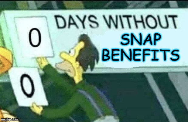 Unprincipled Democrat Agitation Increases Purple Hair Swirlies | SNAP BENEFITS | image tagged in 0 days without lenny simpsons | made w/ Imgflip meme maker