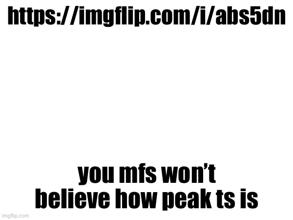 https://imgflip.com/i/abs5dn; you mfs won’t believe how peak ts is | made w/ Imgflip meme maker