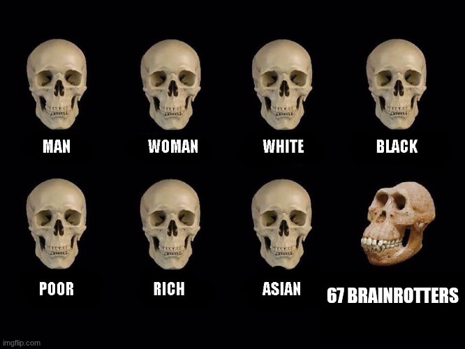 empty skulls of truth | 67 BRAINROTTERS | image tagged in empty skulls of truth | made w/ Imgflip meme maker