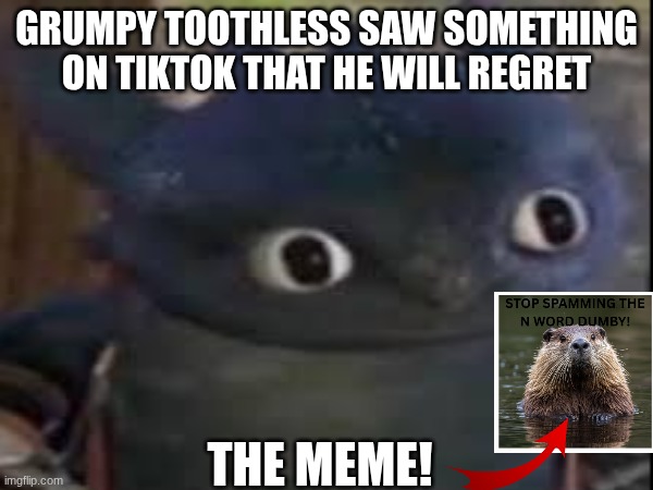 i need commends | GRUMPY TOOTHLESS SAW SOMETHING ON TIKTOK THAT HE WILL REGRET; THE MEME! | image tagged in funny memes | made w/ Imgflip meme maker