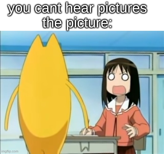 you cant hear pictures. | you cant hear pictures
the picture: | image tagged in oh my gah | made w/ Imgflip meme maker