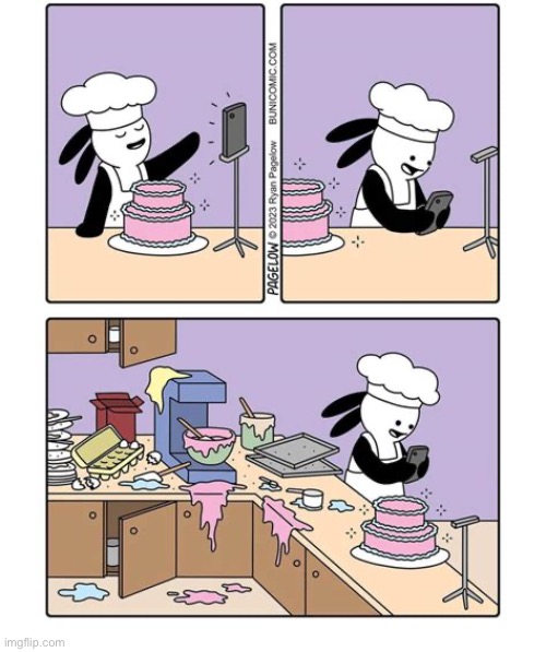Buni Comics | image tagged in comics,buni comics,kitchen,making a cake,huge mess | made w/ Imgflip meme maker