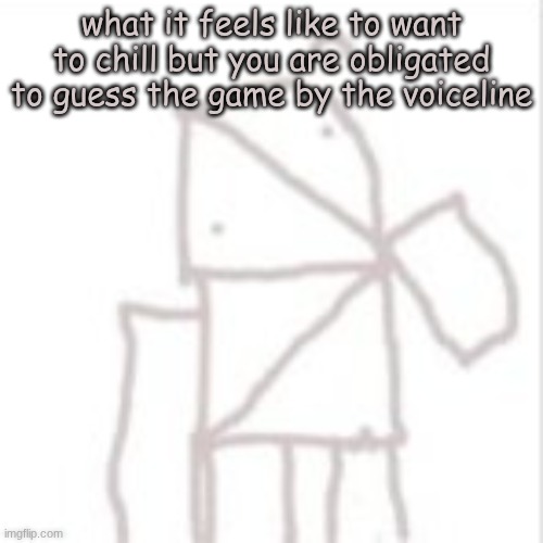 Parcelboy confused | what it feels like to want to chill but you are obligated to guess the game by the voiceline | image tagged in parcelboy confused | made w/ Imgflip meme maker