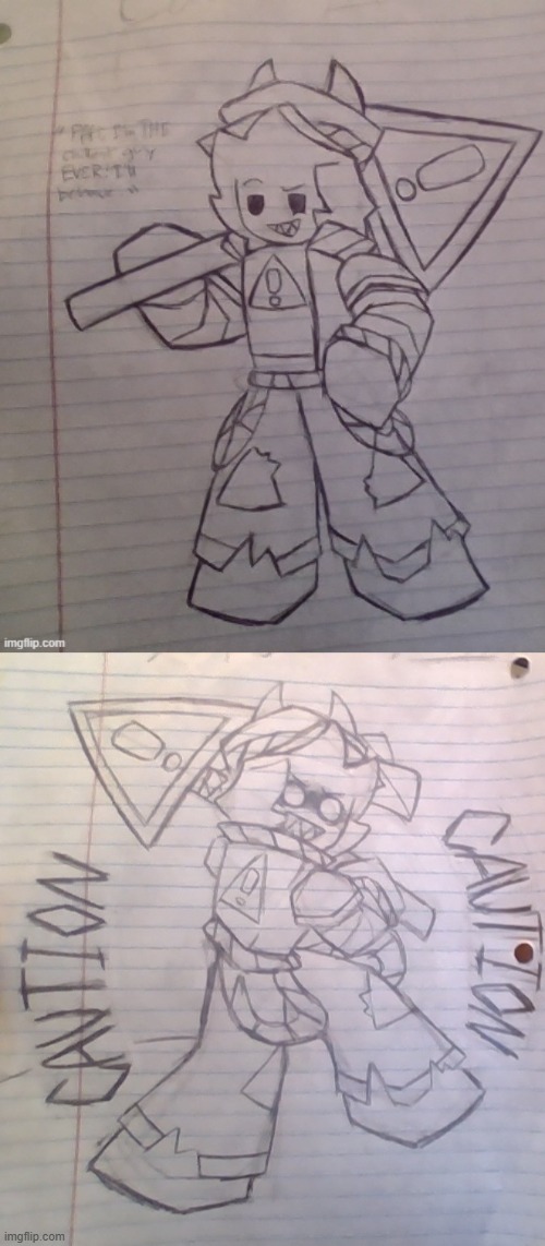 Redraw+Art of my PHIGHTING! oc Caution <3 | made w/ Imgflip meme maker