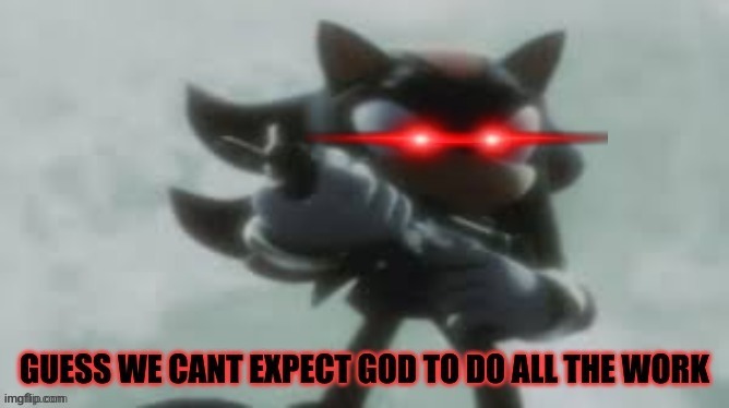 Can't expect god to do all the work Shadow edition | image tagged in can't expect god to do all the work shadow edition | made w/ Imgflip meme maker