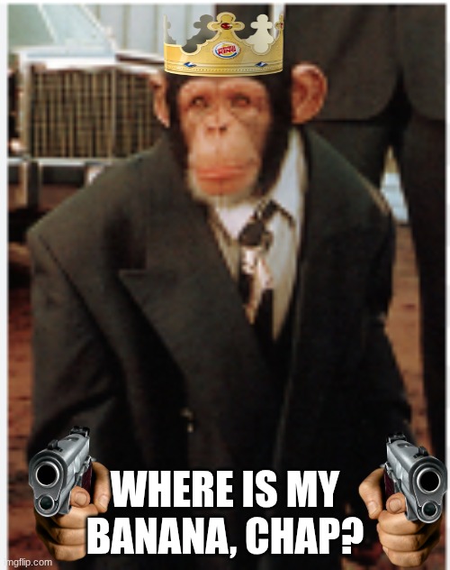 Banana | WHERE IS MY BANANA, CHAP? | image tagged in monkey | made w/ Imgflip meme maker