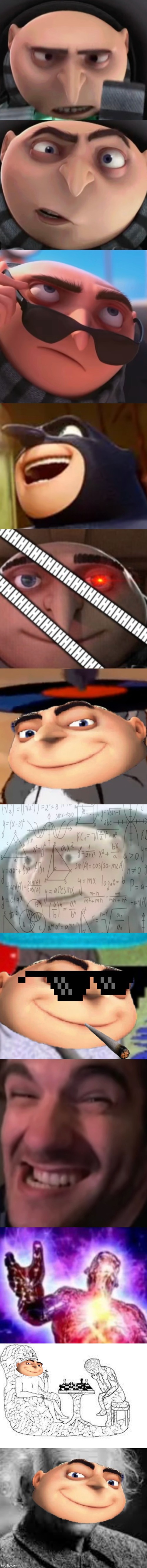 gru becoming genius | image tagged in mr incredible becoming uncanny | made w/ Imgflip meme maker