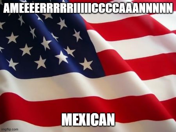 AMEEEERRRRRIIIIICCCCAAANNNNN MEXICAN | image tagged in american flag | made w/ Imgflip meme maker