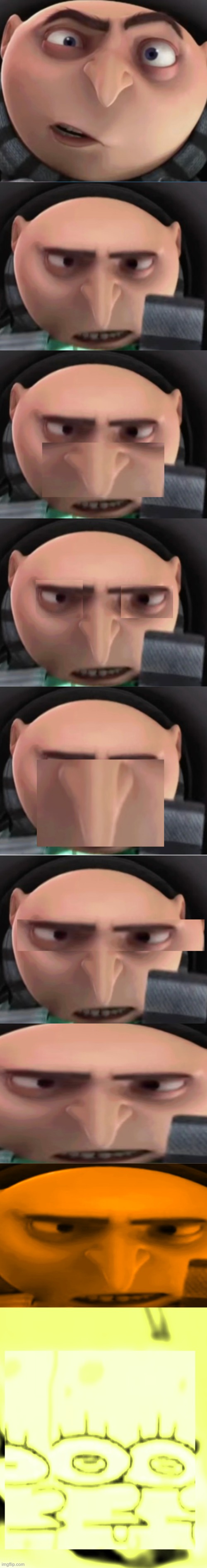 gru becoming idiot | image tagged in mr incredible becoming uncanny | made w/ Imgflip meme maker