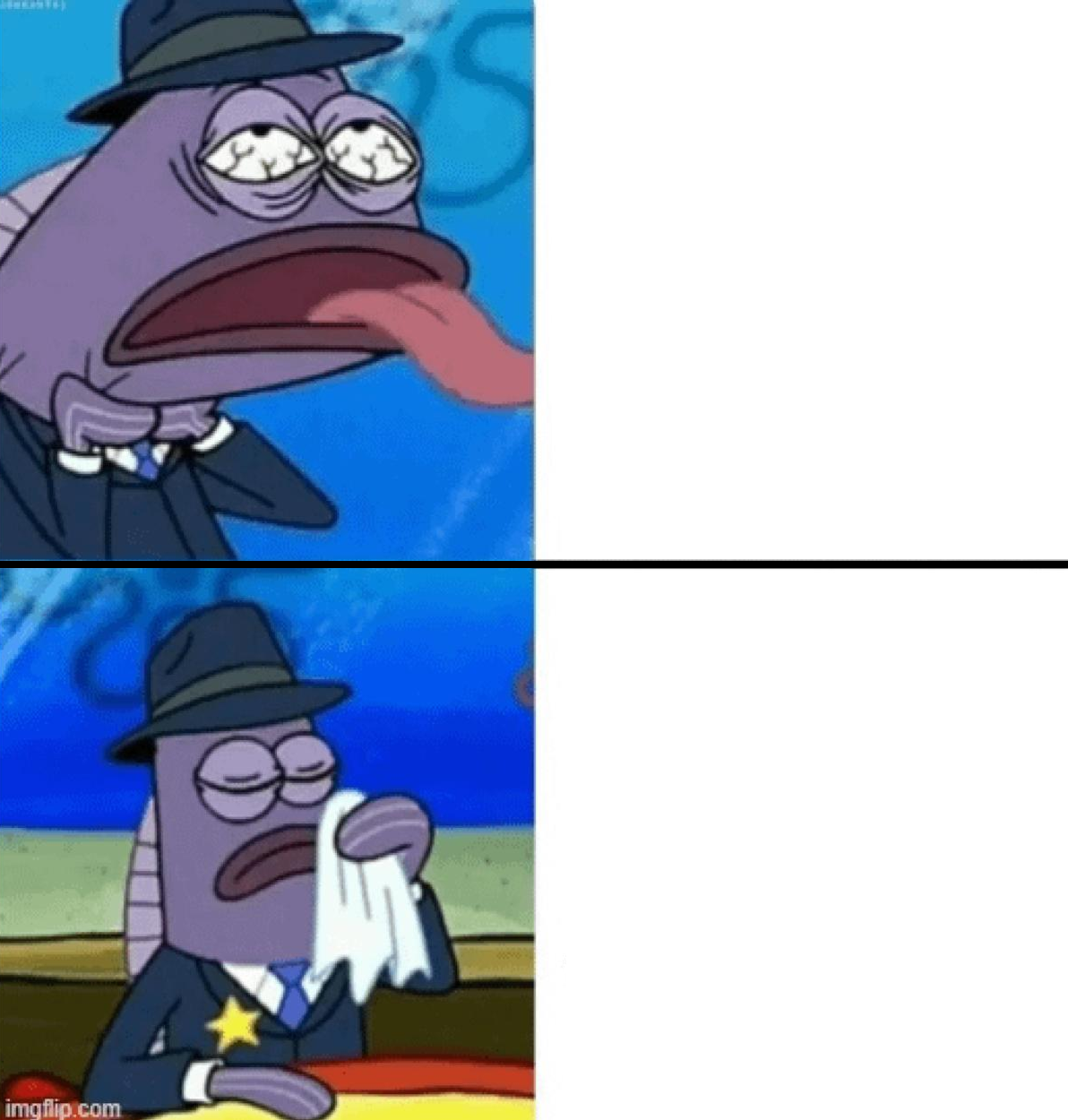 High Quality SpongeBob Inspector Drake Format Blank Meme Template