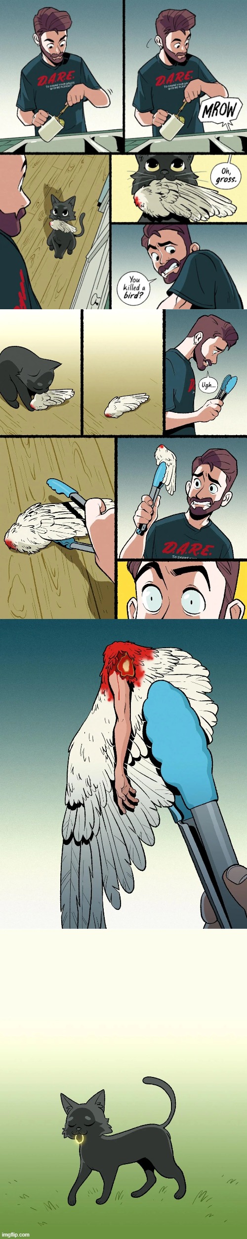 image tagged in cat,bird,dead,arm,angel,halo | made w/ Imgflip meme maker