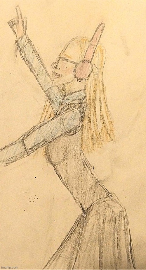 What music is she listening to? | image tagged in music,drawing,girl,white girl,blonde,glasses | made w/ Imgflip meme maker