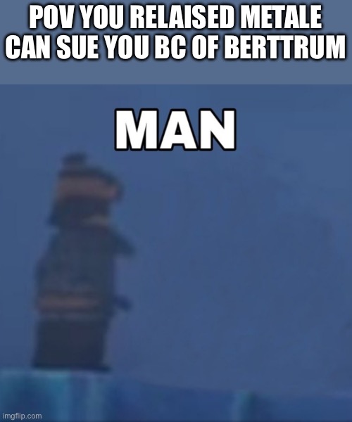 Ninjago Cole "Man" | POV YOU RELAISED METALE CAN SUE YOU BC OF BERTTRUM | image tagged in ninjago cole man | made w/ Imgflip meme maker