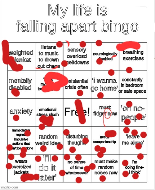 my life is falling apart bingo | image tagged in my life is falling apart bingo | made w/ Imgflip meme maker