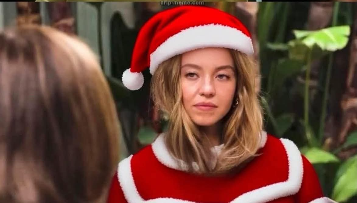 Sydney Sweeney Merry Christmas Blank Meme Template