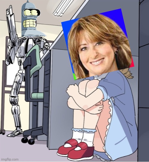 Woman Hiding From Bender Blank Meme Template