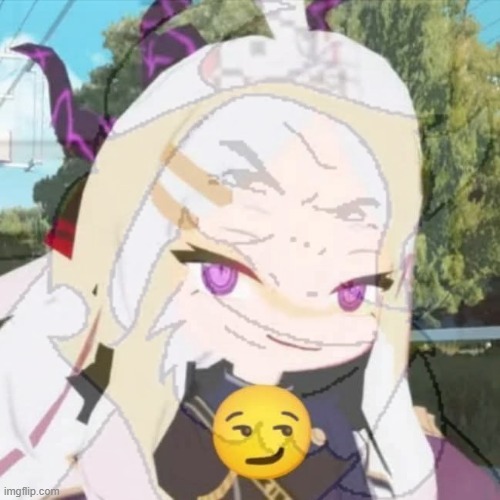 Hina looks like she's gonna run over someone :skull: | image tagged in hina,blue archive,deltarune,asgore smug | made w/ Imgflip meme maker