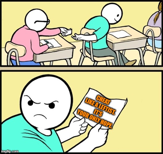 Sometimes the truth hurts. | CHEAT LIKE A LEFTIST.  IT'S YOUR ONLY HOPE. | image tagged in note passing | made w/ Imgflip meme maker