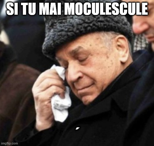 Iliescu cry | SI TU MAI MOCULESCULE; ´ | image tagged in iliescu cry | made w/ Imgflip meme maker