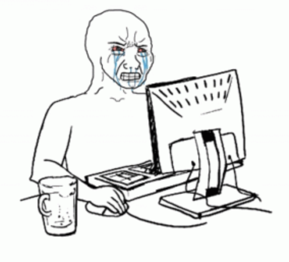 A persons iting in front of computer Blank Meme Template