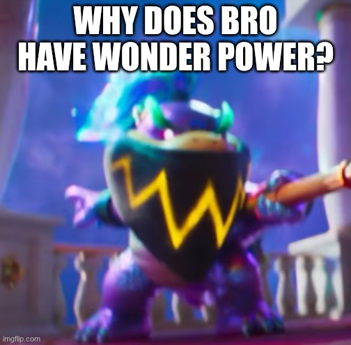 mind you, this is the Super Mario GALAXY movie. not wonder. | WHY DOES BRO HAVE WONDER POWER? | image tagged in where | made w/ Imgflip meme maker