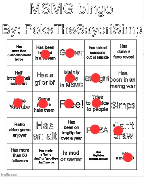 MSMG bingo by poke | image tagged in msmg bingo by poke | made w/ Imgflip meme maker