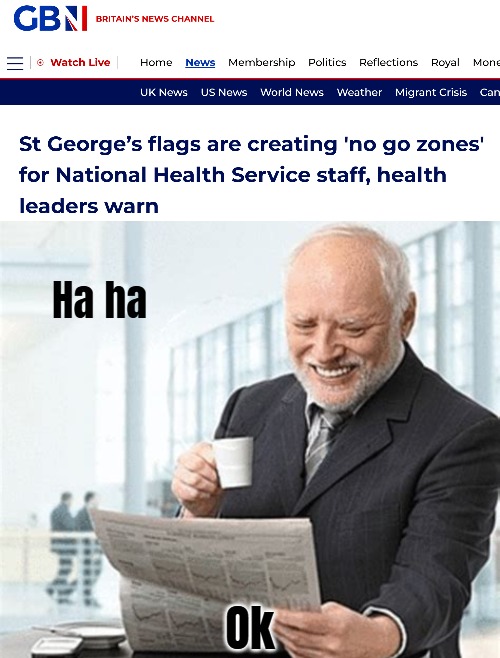 Ha ha; Ok | image tagged in uk,great britain,immigrants,hide the pain harold with news paper | made w/ Imgflip meme maker