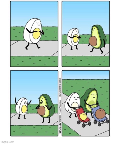 Mothers… | image tagged in comics,buni comics,boiled egg,avocado,babies,strollers | made w/ Imgflip meme maker