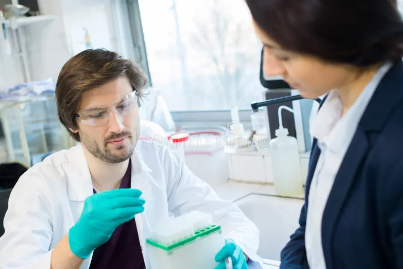 Man and Woman in Lab Blank Meme Template