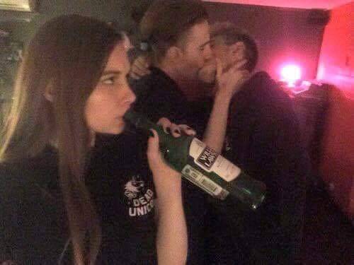 Girl Drinking, Men Kissing Blank Meme Template