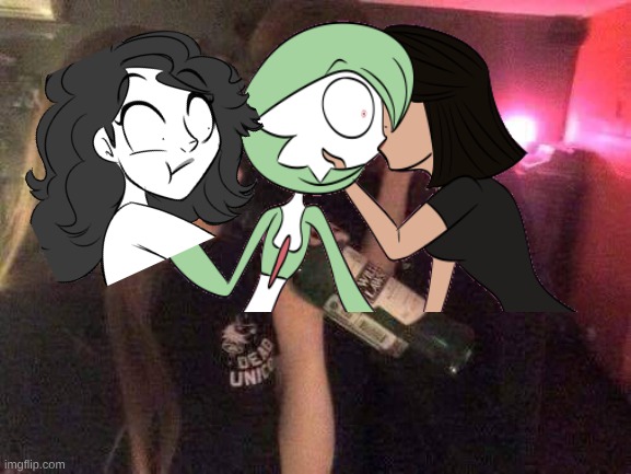 Comic!Mikaila Oh-ing, Comic!Lily and G Kissing | image tagged in girl drinking men kissing,lily orchard,cd-call,mikaila orchard,pokemadhouse | made w/ Imgflip meme maker