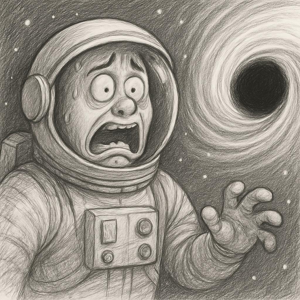 a space astronaut that is frozen in shock and makes a funny scar Blank Meme Template