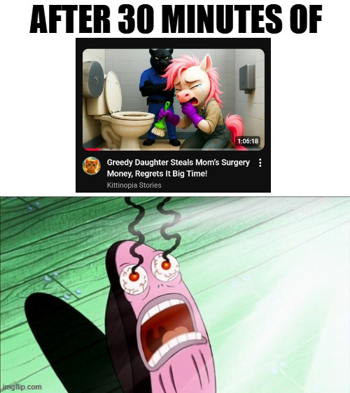 first part: https://imgflip.com/i/abxqra | AFTER 30 MINUTES OF | image tagged in spongebob my eyes | made w/ Imgflip meme maker