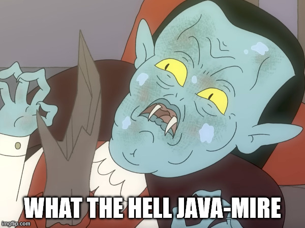 What the hell Java | WHAT THE HELL JAVA-MIRE | image tagged in java,dungeon soup,dinglemire | made w/ Imgflip meme maker