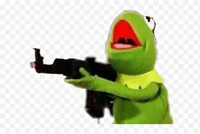 Crazy Kermit The Frog With Gun Blank Meme Template
