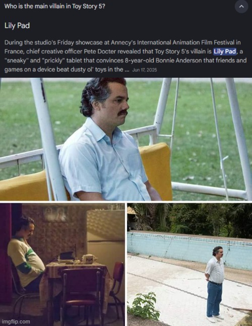 I'm crying. | image tagged in memes,sad pablo escobar,toy story 5,ipad kids,funny,fun | made w/ Imgflip meme maker