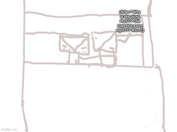 gn (probably chat) | (Wha-? Why is she doing that??? She does this every night??? Weird.) | made w/ Imgflip meme maker