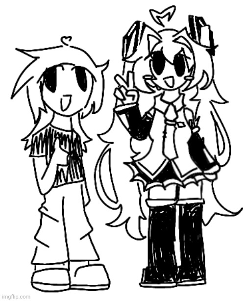 doodle of me n miku for something | made w/ Imgflip meme maker