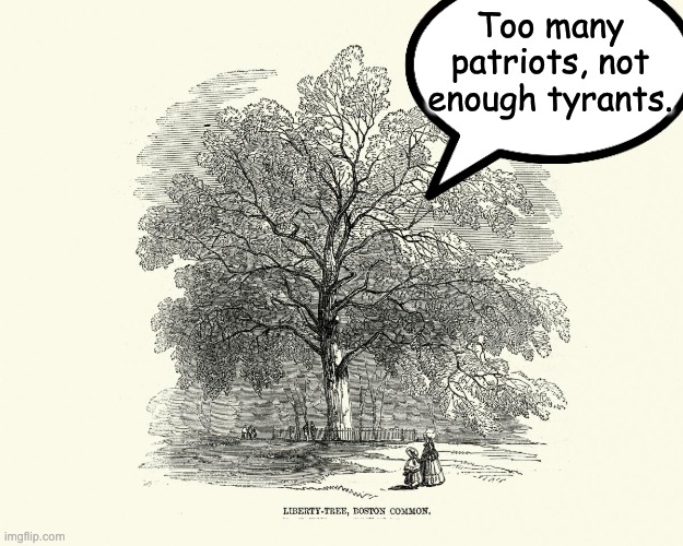 The tree of liberty | Too many patriots, not enough tyrants. | image tagged in quotes,us history,tyranny,sacrifice | made w/ Imgflip meme maker