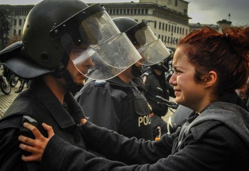 Police and girl crying Blank Meme Template