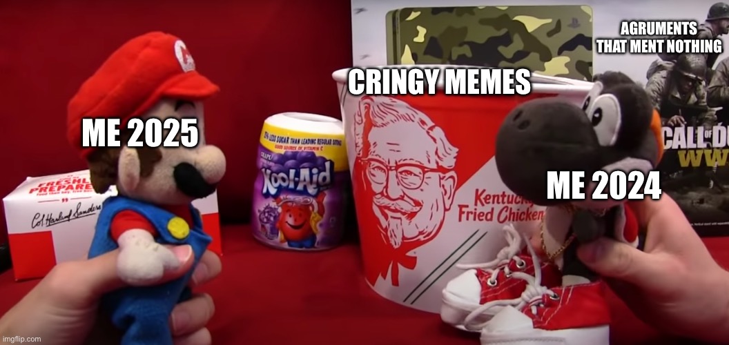 Sml black yoshi whats this? | AGRUMENTS THAT MENT NOTHING; CRINGY MEMES; ME 2025; ME 2024 | image tagged in sml black yoshi whats this | made w/ Imgflip meme maker